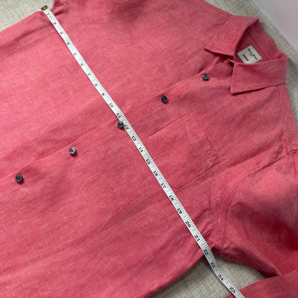 Murano Baird McNutt 100% Linen Coral Pink Long Sleeve Shirt Men's M - Picture 5 of 9